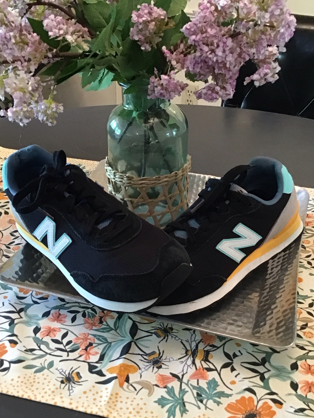 New Balance Black Sneakers with Teal and Yellow Accents